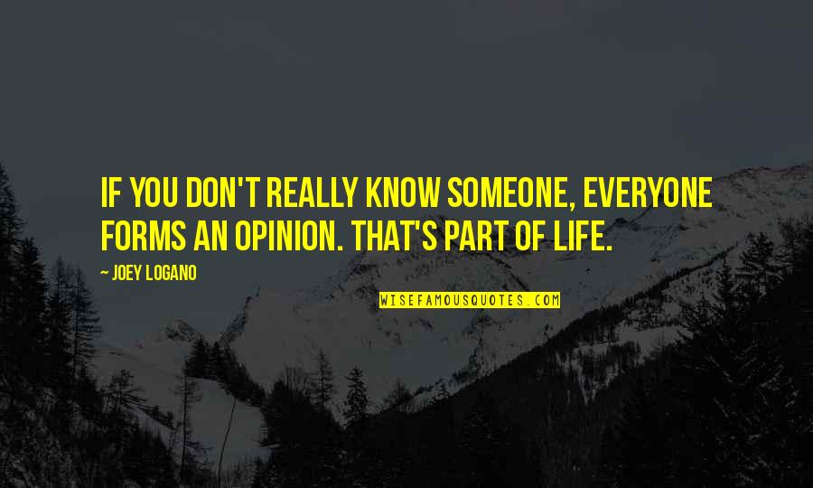 Someone S Opinion Quotes By Joey Logano: If you don't really know someone, everyone forms