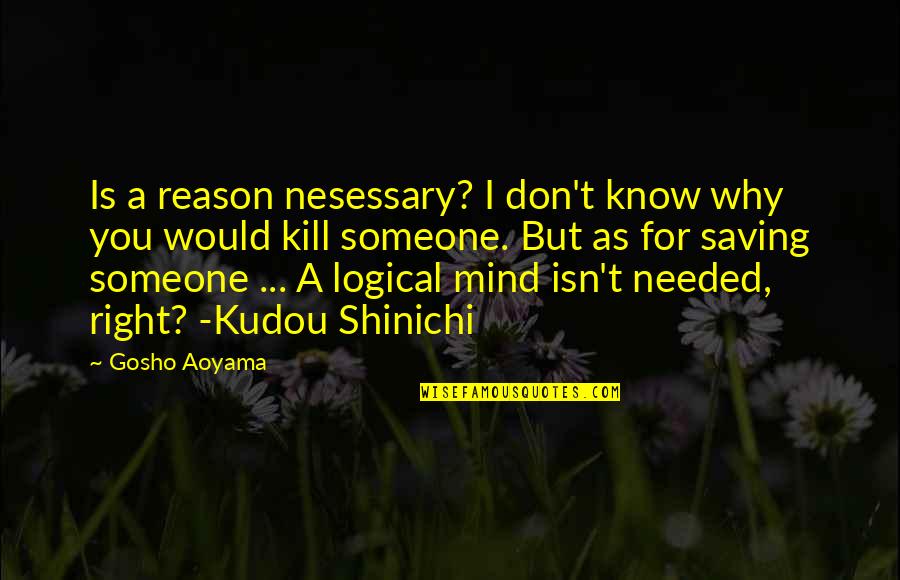 Someone Saving You Quotes By Gosho Aoyama: Is a reason nesessary? I don't know why
