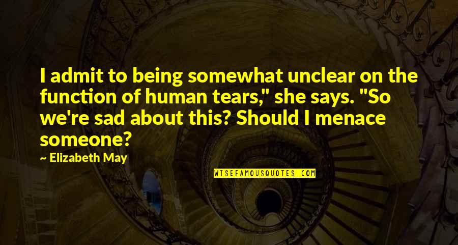 Someone Says Quotes By Elizabeth May: I admit to being somewhat unclear on the
