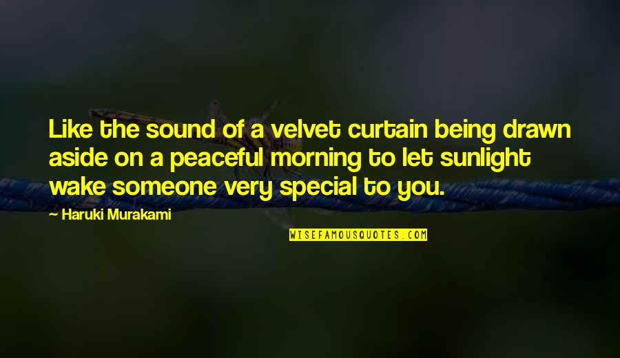 Someone Special You Like Quotes By Haruki Murakami: Like the sound of a velvet curtain being
