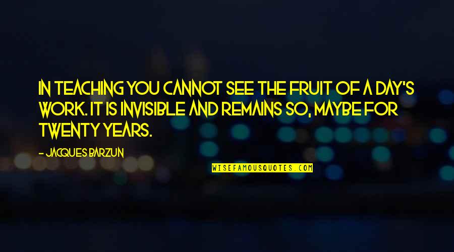Someone Staring At You Quotes By Jacques Barzun: In teaching you cannot see the fruit of