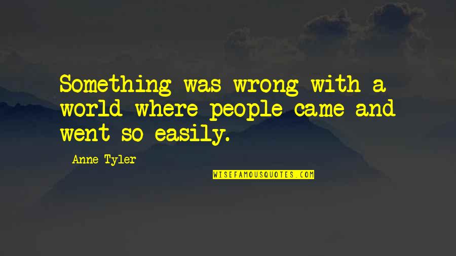 Someone Telling A Story Quotes By Anne Tyler: Something was wrong with a world where people