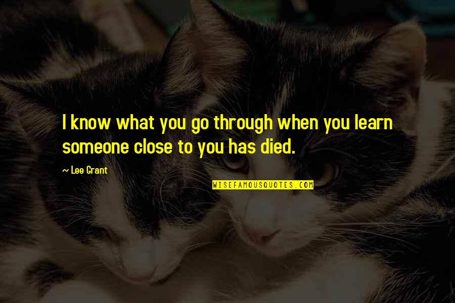 Someone That Died Quotes By Lee Grant: I know what you go through when you