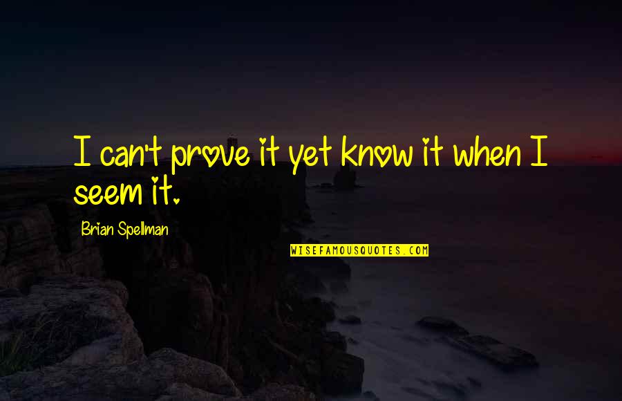 Someone That Means Alot To You Quotes By Brian Spellman: I can't prove it yet know it when