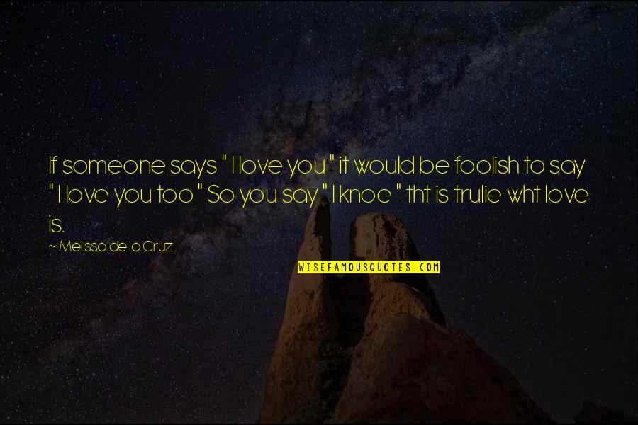 Someone To Love You Quotes By Melissa De La Cruz: If someone says " I love you "