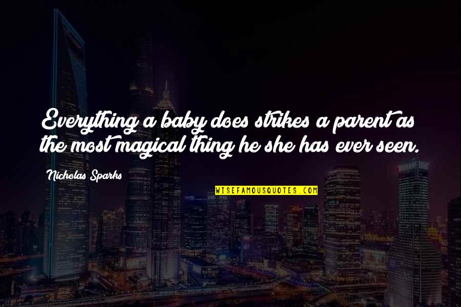 Someone Who Graduated Quotes By Nicholas Sparks: Everything a baby does strikes a parent as Someone Who Graduated Quotes By Nicholas Sparks: Everything a baby does strikes a parent as