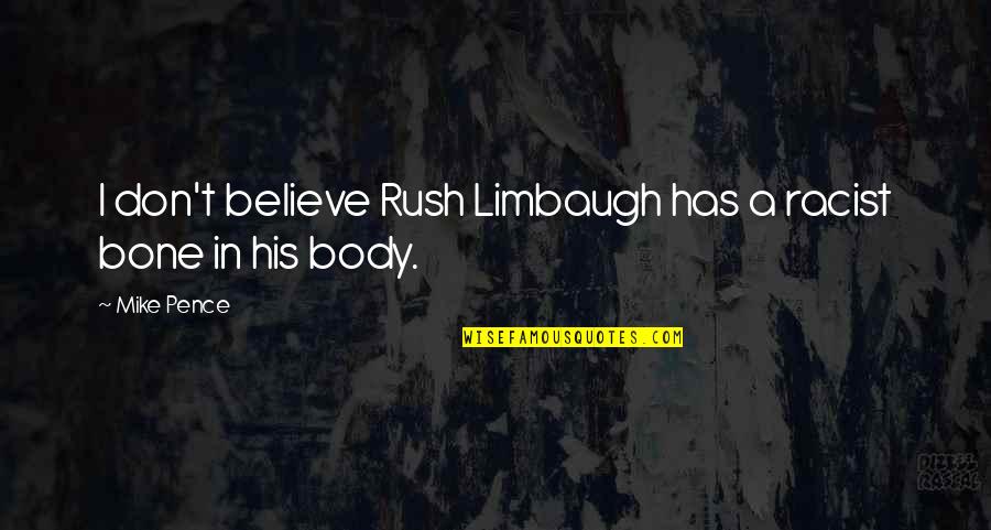 Someone Who Is Important To You Quotes By Mike Pence: I don't believe Rush Limbaugh has a racist