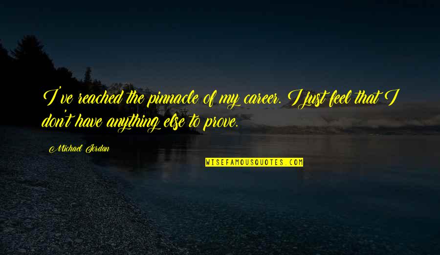 Someone Who Pushes You Away Quotes By Michael Jordan: I've reached the pinnacle of my career. I