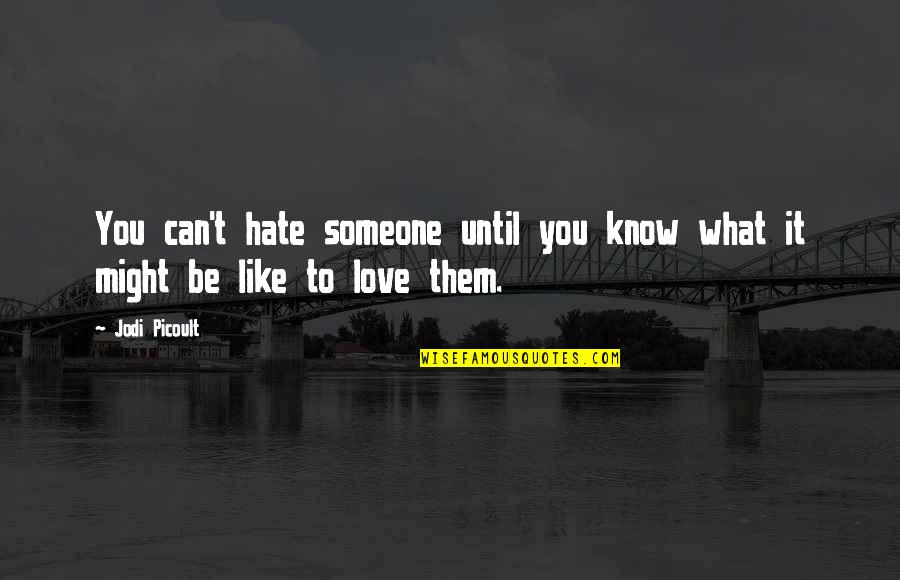 Someone You Hate To Love Quotes By Jodi Picoult: You can't hate someone until you know what