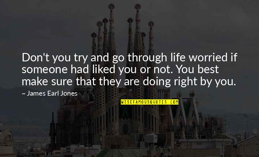 Someone You Liked Quotes By James Earl Jones: Don't you try and go through life worried