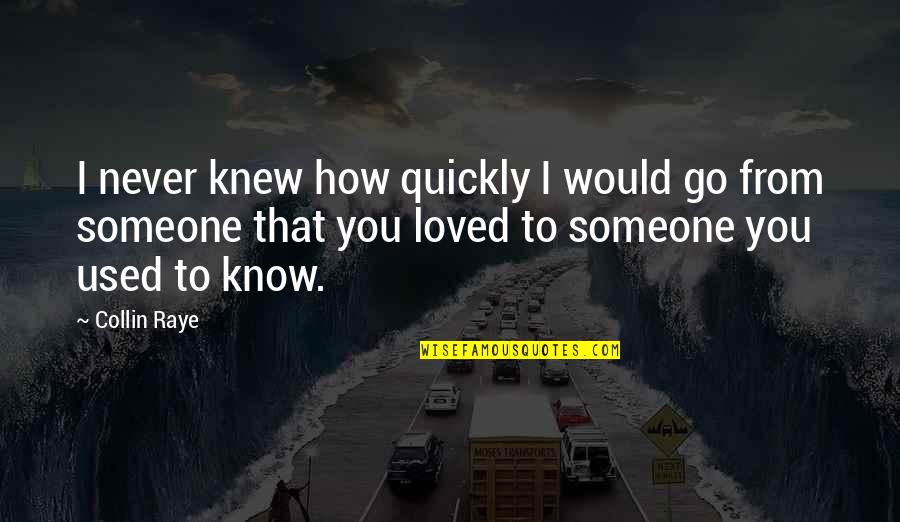 Someone You Loved Quotes By Collin Raye: I never knew how quickly I would go
