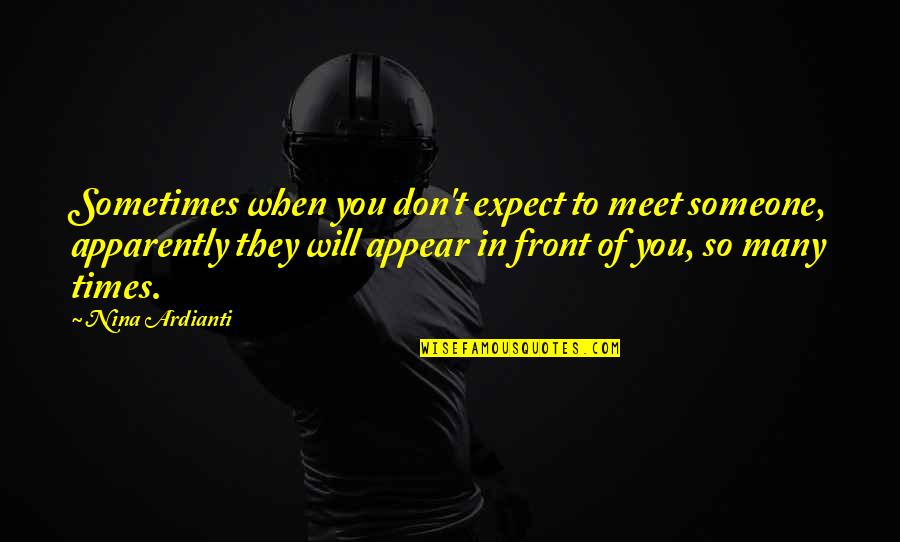 Someone You Meet Quotes By Nina Ardianti: Sometimes when you don't expect to meet someone,