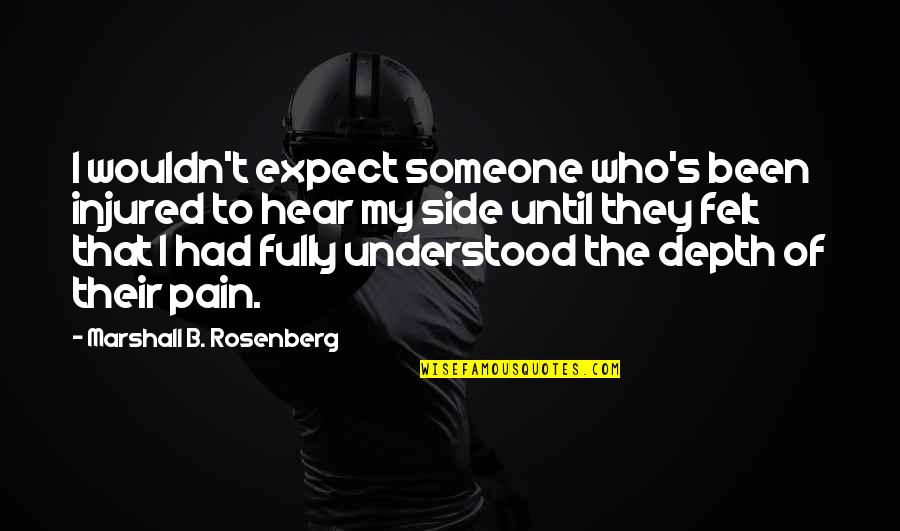 Someone's Pain Quotes By Marshall B. Rosenberg: I wouldn't expect someone who's been injured to