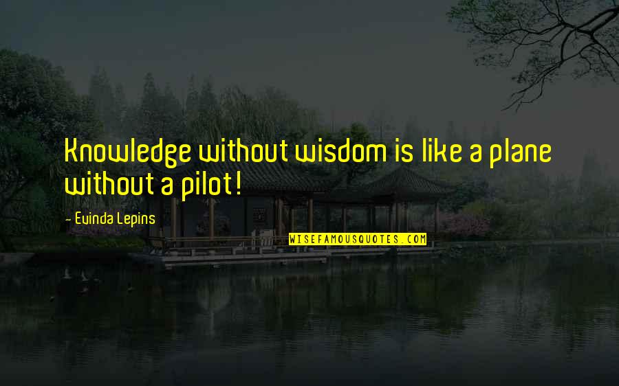 Someone's True Intentions Quotes By Evinda Lepins: Knowledge without wisdom is like a plane without