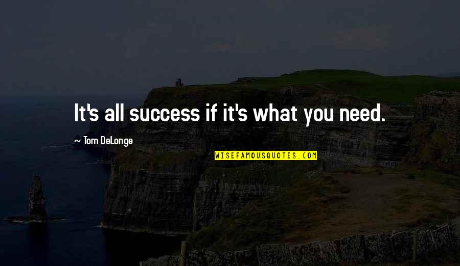 Someonewho Quotes By Tom DeLonge: It's all success if it's what you need. Someonewho Quotes By Tom DeLonge: It's all success if it's what you need.