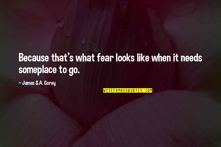 Someplace Quotes By James S.A. Corey: Because that's what fear looks like when it Someplace Quotes By James S.A. Corey: Because that's what fear looks like when it