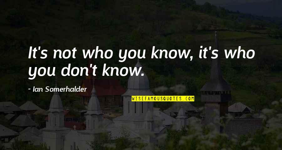 Somerhalder Quotes By Ian Somerhalder: It's not who you know, it's who you Somerhalder Quotes By Ian Somerhalder: It's not who you know, it's who you