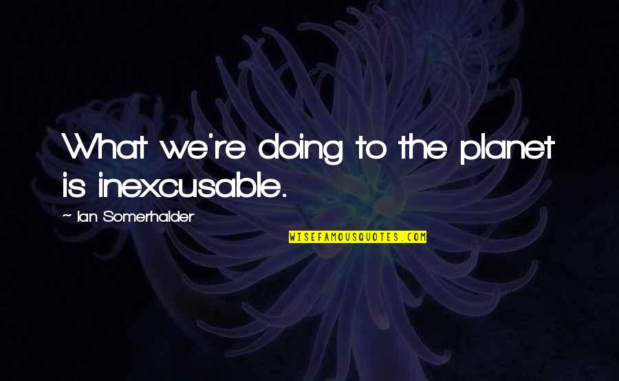 Somerhalder Quotes By Ian Somerhalder: What we're doing to the planet is inexcusable. Somerhalder Quotes By Ian Somerhalder: What we're doing to the planet is inexcusable.