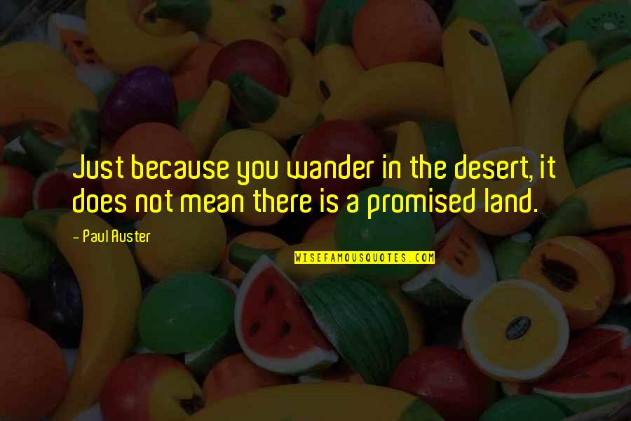 Somersize Products Quotes By Paul Auster: Just because you wander in the desert, it