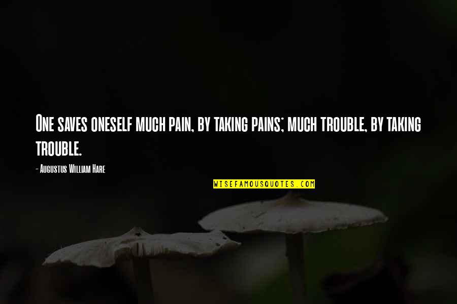 Someshit Quotes By Augustus William Hare: One saves oneself much pain, by taking pains;