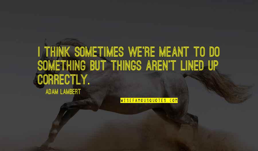 Something Aren't Meant To Be Quotes By Adam Lambert: I think sometimes we're meant to do something