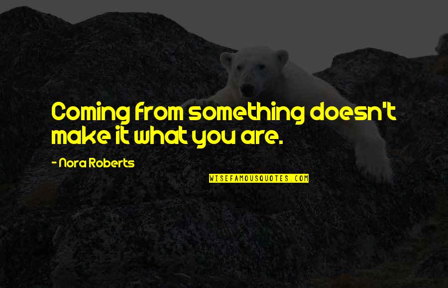 Something Coming Quotes By Nora Roberts: Coming from something doesn't make it what you