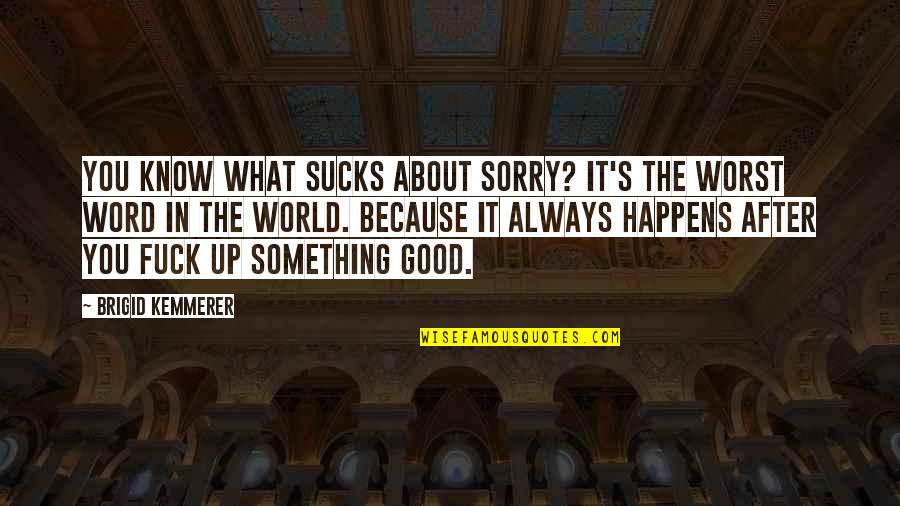 Something Good Happens Quotes By Brigid Kemmerer: You know what sucks about sorry? It's the