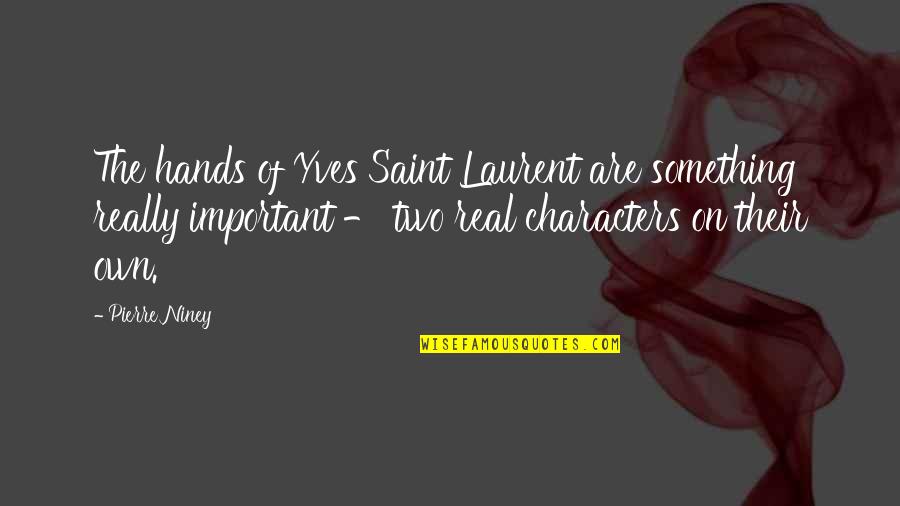 Something Important Quotes By Pierre Niney: The hands of Yves Saint Laurent are something