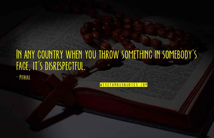 Something In Quotes By Pitbull: In any country when you throw something in