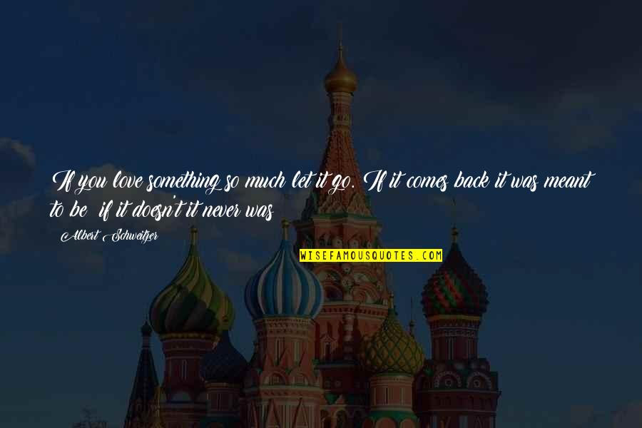 Something Meant To Be Quotes By Albert Schweitzer: If you love something so much let it