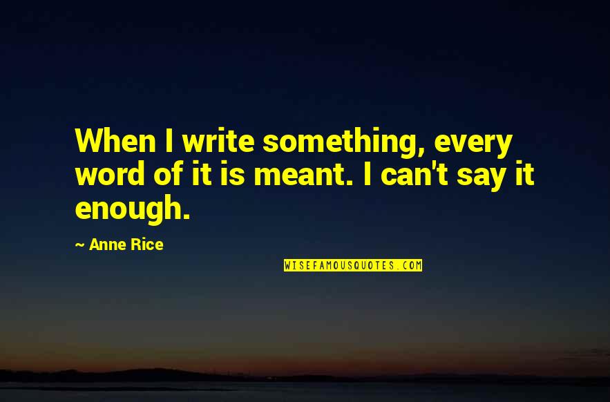 Something Meant To Be Quotes By Anne Rice: When I write something, every word of it