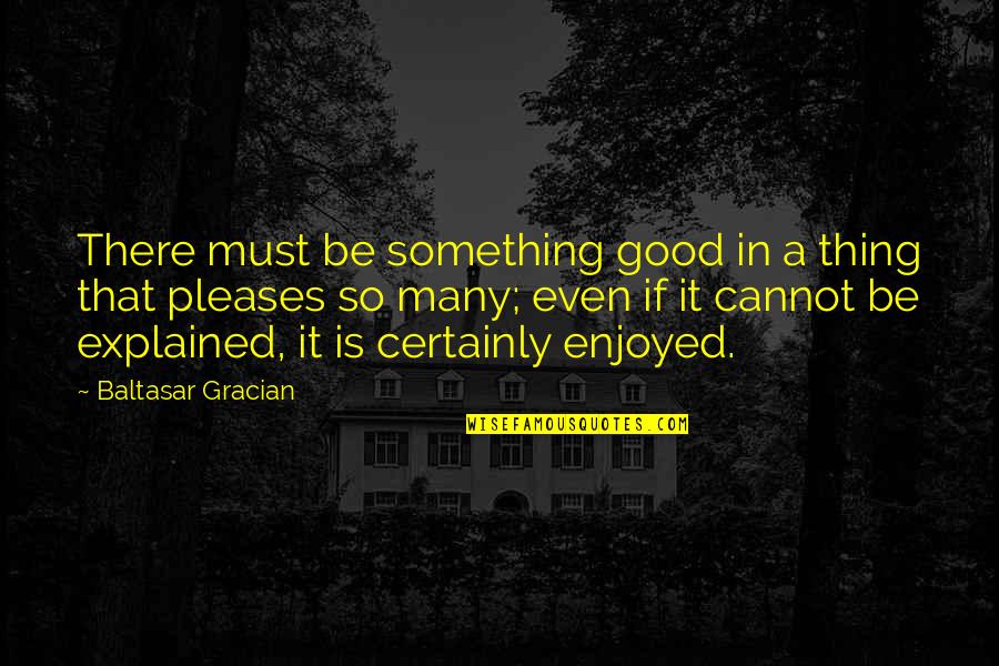 Something So Good Quotes By Baltasar Gracian: There must be something good in a thing