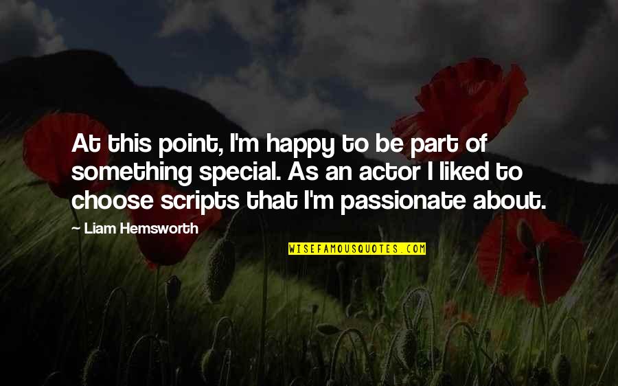 Something Special About You Quotes By Liam Hemsworth: At this point, I'm happy to be part