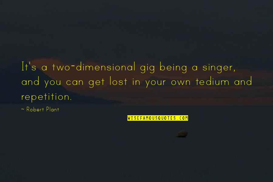 Something Special For Someone Special Quotes By Robert Plant: It's a two-dimensional gig being a singer, and