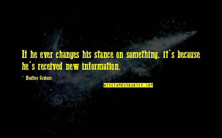Something That Changes Us Quotes By Heather Graham: If he ever changes his stance on something,