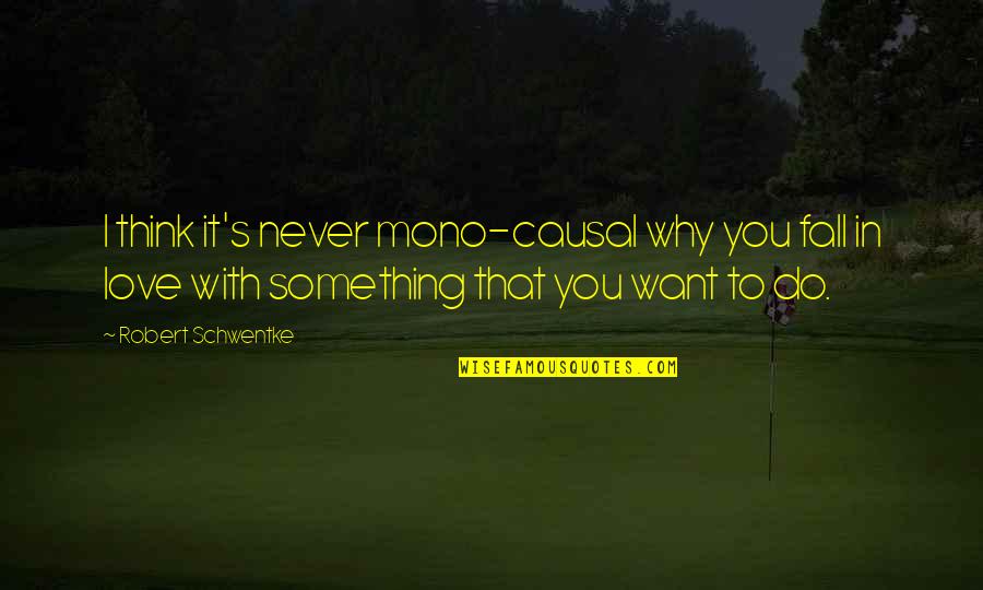 Something To Do Something To Love Quotes By Robert Schwentke: I think it's never mono-causal why you fall Something To Do Something To Love Quotes By Robert Schwentke: I think it's never mono-causal why you fall