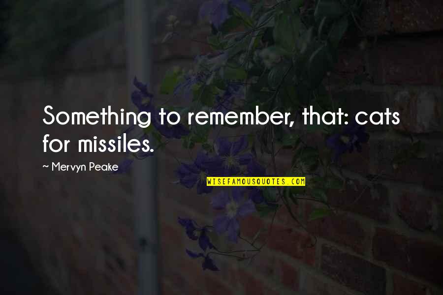 Something To Remember Quotes By Mervyn Peake: Something to remember, that: cats for missiles.