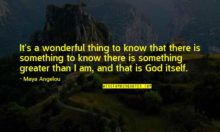 Something Wonderful Quotes By Maya Angelou: It's a wonderful thing to know that there