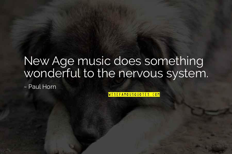 Something Wonderful Quotes By Paul Horn: New Age music does something wonderful to the
