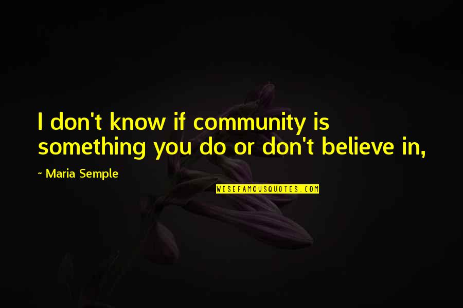 Something You Believe In Quotes By Maria Semple: I don't know if community is something you