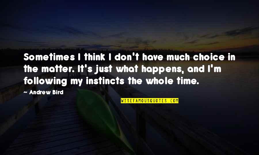 Sometimes I Don't Think Quotes By Andrew Bird: Sometimes I think I don't have much choice