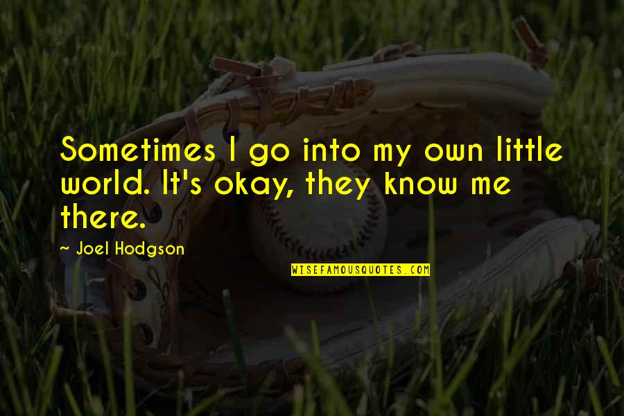 Sometimes It's Okay Quotes By Joel Hodgson: Sometimes I go into my own little world.
