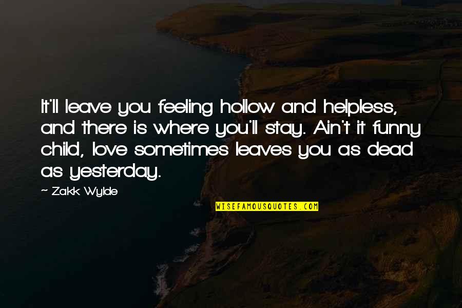Sometimes Sadness Quotes By Zakk Wylde: It'll leave you feeling hollow and helpless, and
