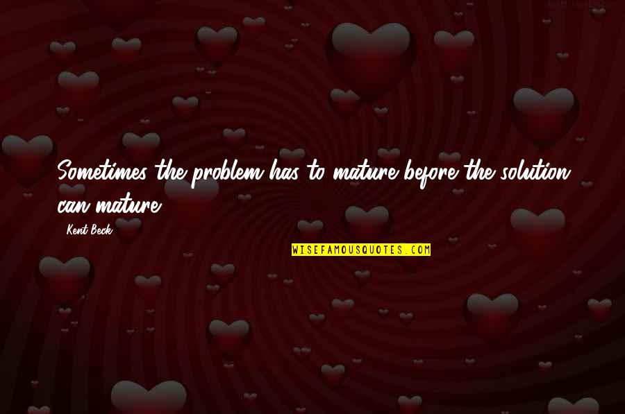Sometimes There Is No Solution Quotes By Kent Beck: Sometimes the problem has to mature before the
