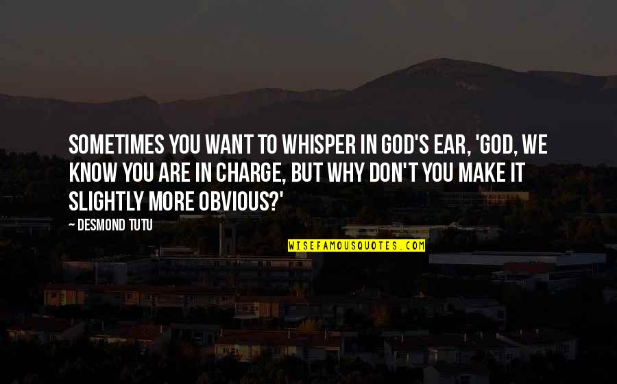 Sometimes You Don't Know Quotes By Desmond Tutu: Sometimes you want to whisper in God's ear,