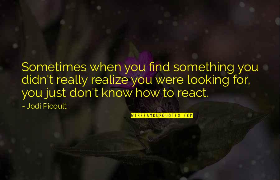 Sometimes You Don't Realize Quotes By Jodi Picoult: Sometimes when you find something you didn't really