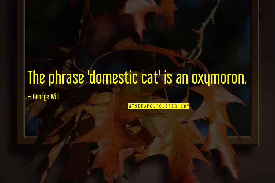 Sometimes You Have To Sacrifice Quotes By George Will: The phrase 'domestic cat' is an oxymoron.