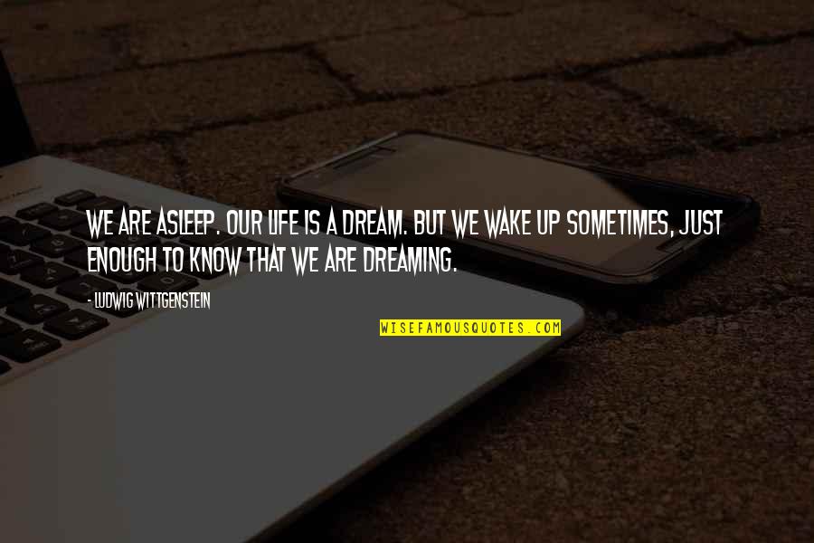 Sometimes You Wake Up Quotes By Ludwig Wittgenstein: We are asleep. Our Life is a dream.