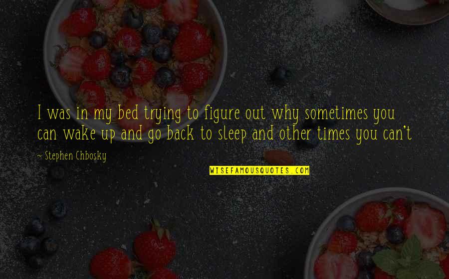 Sometimes You Wake Up Quotes By Stephen Chbosky: I was in my bed trying to figure