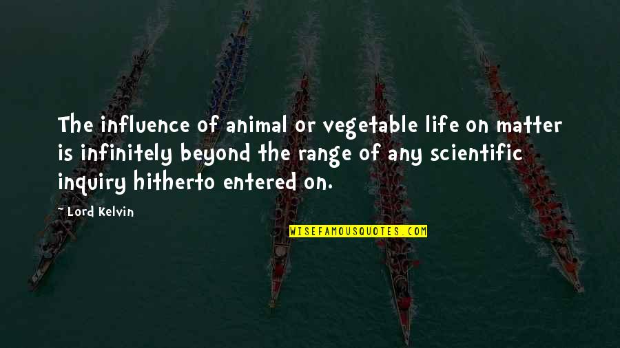 Sometimes Your Friends Can Hurt You Quotes By Lord Kelvin: The influence of animal or vegetable life on